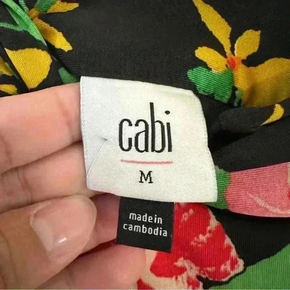 Cabi Drama Skirt Black Floral Print Black Wrap Midi Style Size Medium Womens - Picture 16 of 16